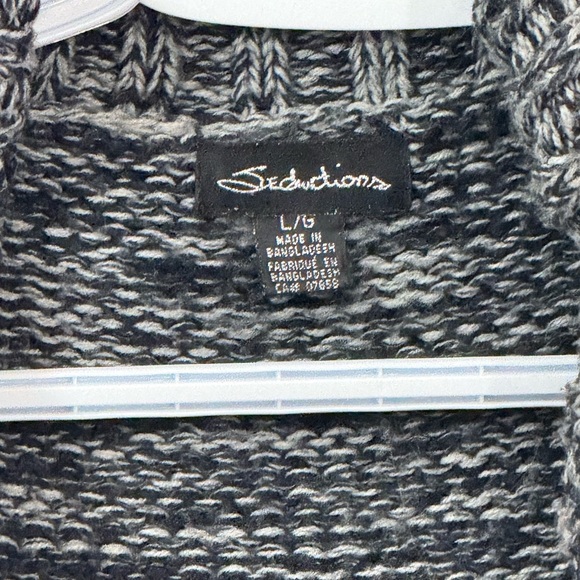 Gray Cardigan Sweater with Shawl Collar - Picture 2 of 3